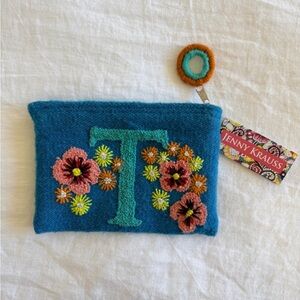 Sundance Blue Floral Embroidered Pouch